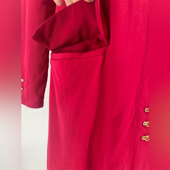 VTG 1980s Cranberry Long Sleeve Wool Shift Midi Dress / Blazer Dress - Picture 6 of 16